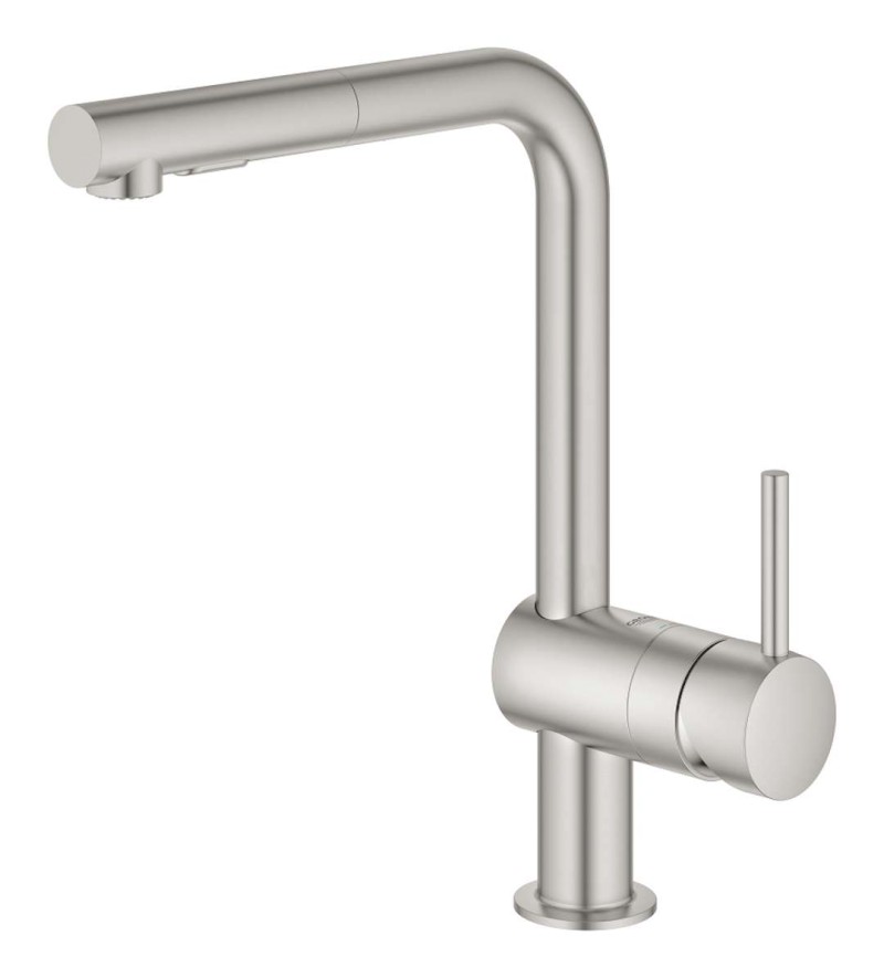 Minta Dřezová baterie s výsuvnou sprškou, supersteel GROHE 30274DC0
