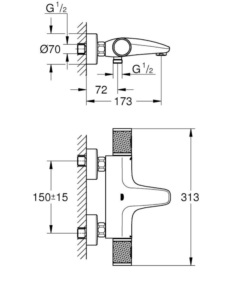 Precision Feel Termostatická vanová baterie, chrom GROHE 34788000