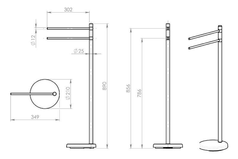 Stojan s držákem ručníků, bílá MM31