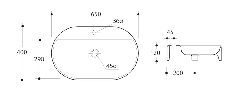 RING keramické umyvadlo na desku 65x40cm, bílá 028501