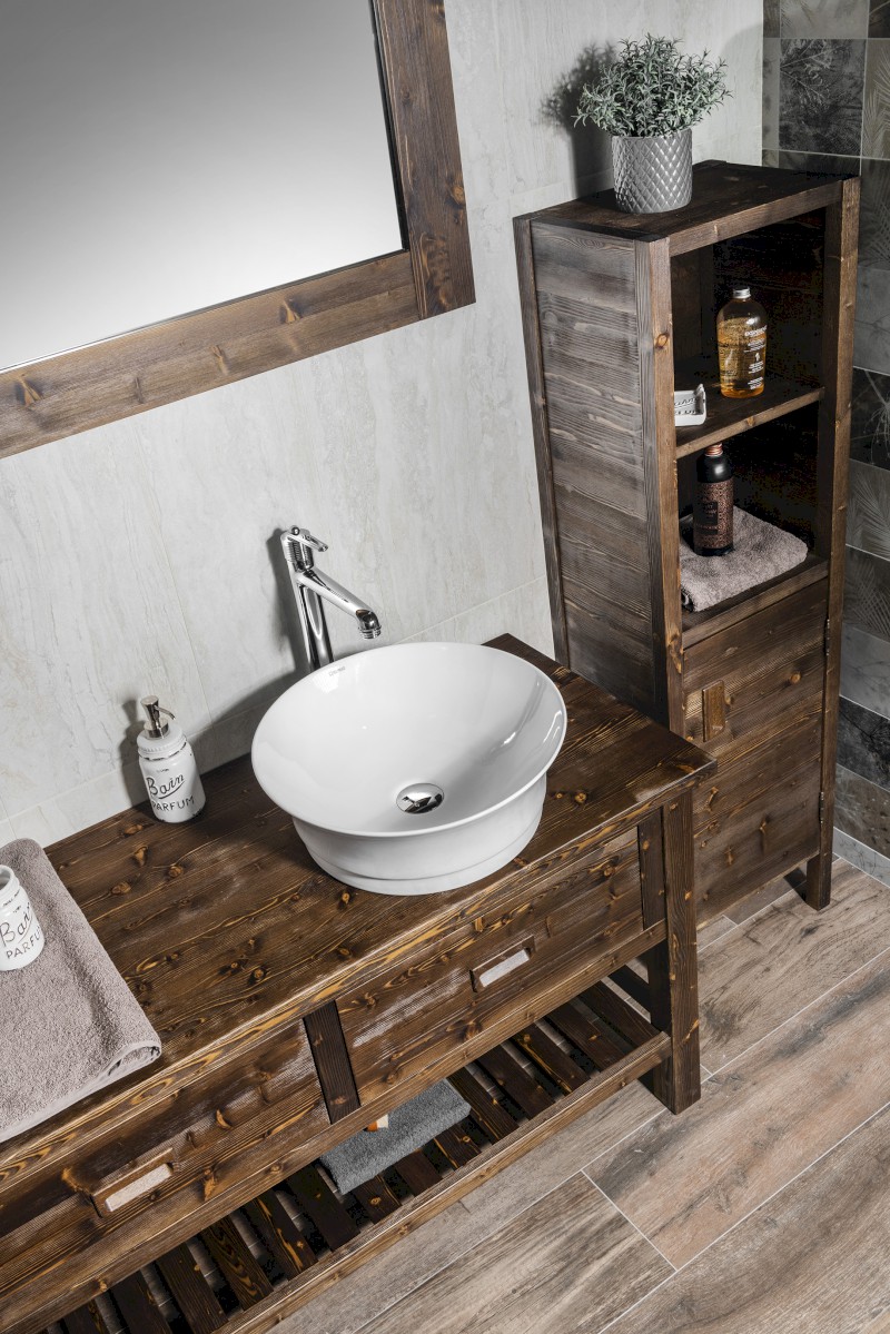 BRAND umyvadlová skříňka 130x73x50cm, mořený smrk BA131S