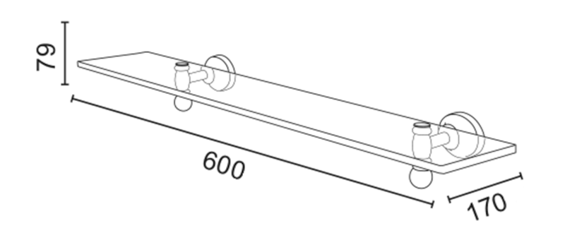 PERLA skleněná police, zlato PE0185