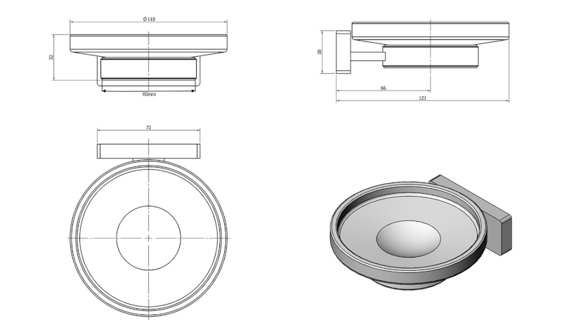 OLYMP mýdlenka keramická, mléčné sklo, chrom 1321-02
