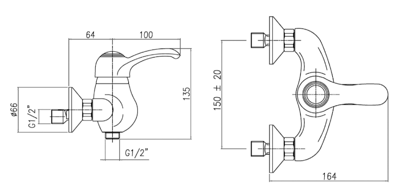 KIRKÉ nástěnná sprchová baterie, zlato KI11Z