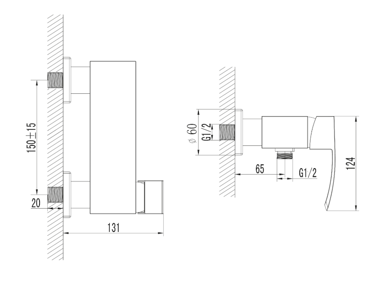 GINKO nástěnná sprchová baterie, černá mat 1101-11B