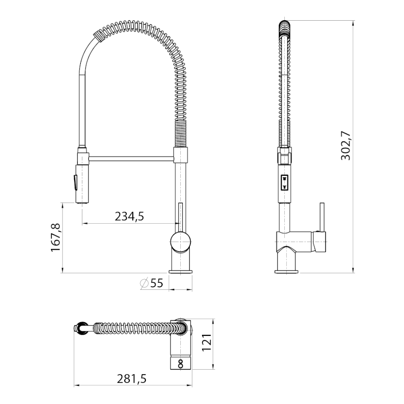 MOOVAN stojánková dřezová baterie se sprškou, chrom FF125