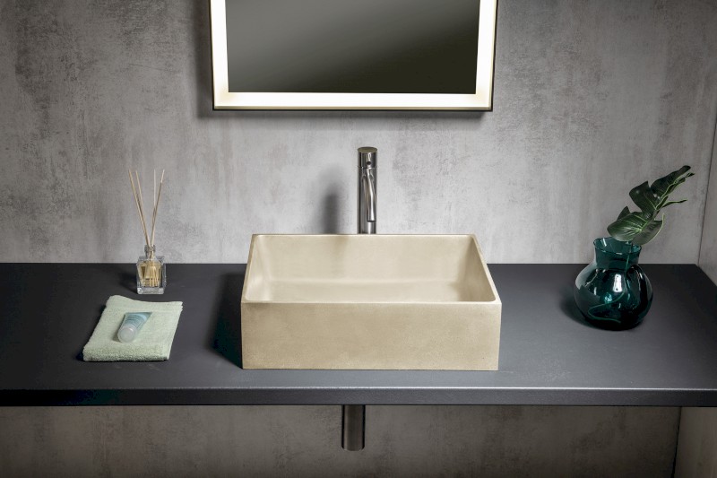 FORMIGO betonové umyvadlo na desku, 47,5x36,5cm, žlutá mat FG122