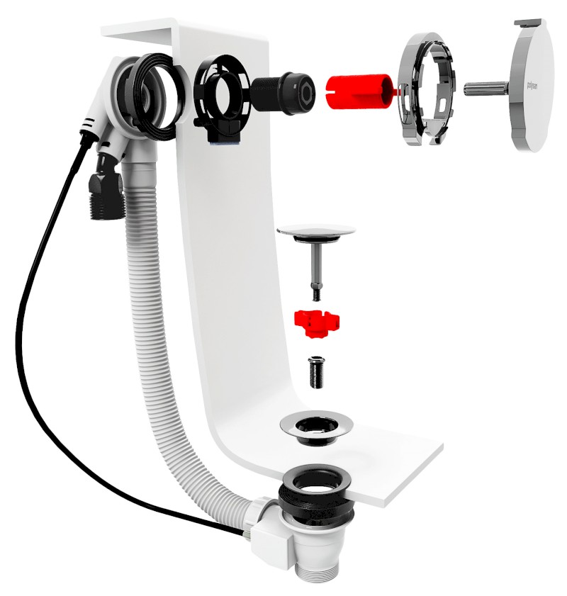 Vanová souprava s napouštěním, bovden, délka 800mm, zátka 72mm, gun metal 71853.60