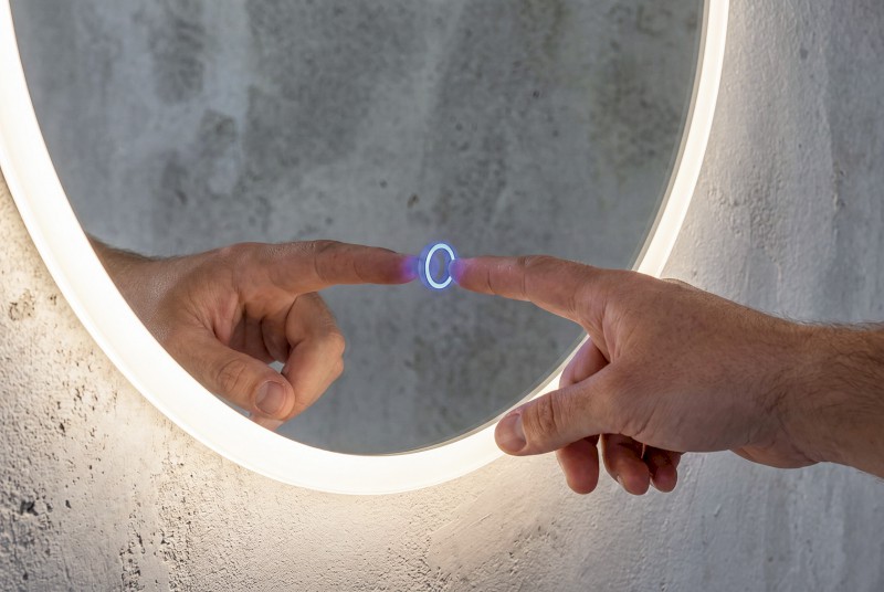 URSA kulaté zrcadlo s LED osvětlením ø 60cm, dotykový senzor, stmívatelné UR060