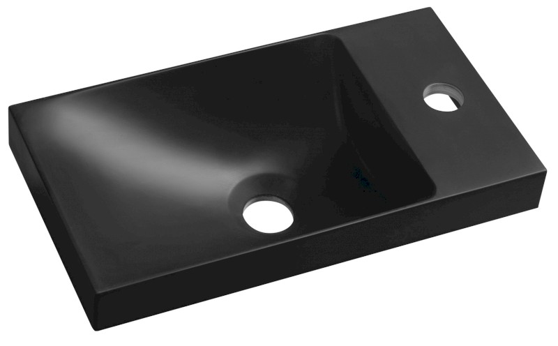 AGOS umývátko, litý mramor, 40x22cm, levé/pravé, černá mat AS400B