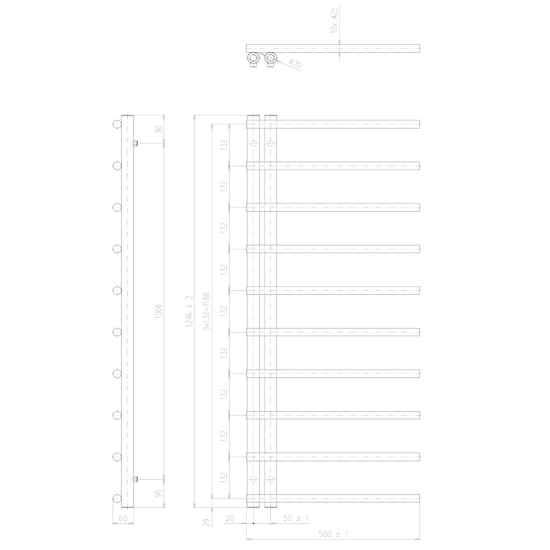 JUSTINA otopné těleso 500x1246 mm, bílá mat IR546W