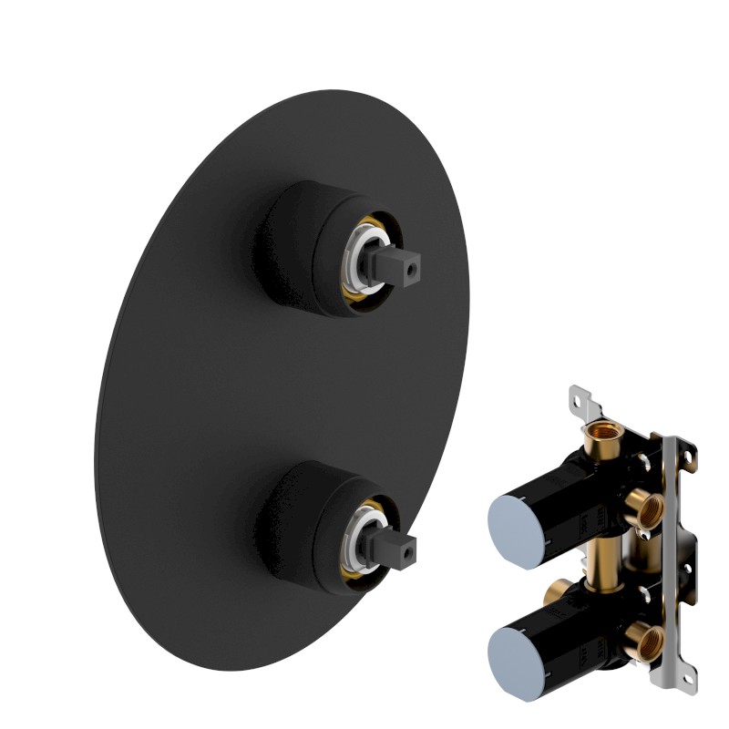 ULTRAMIX tělo podomítkové sprchové baterie, 2 výstupy, otočný přepínač, černá mat UT043B-1