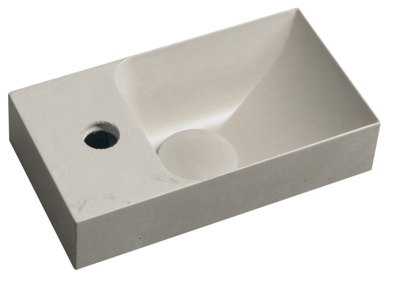PICCOLINO betonové umývátko 30,8x17cm, baterie vlevo, písková mat PK30014