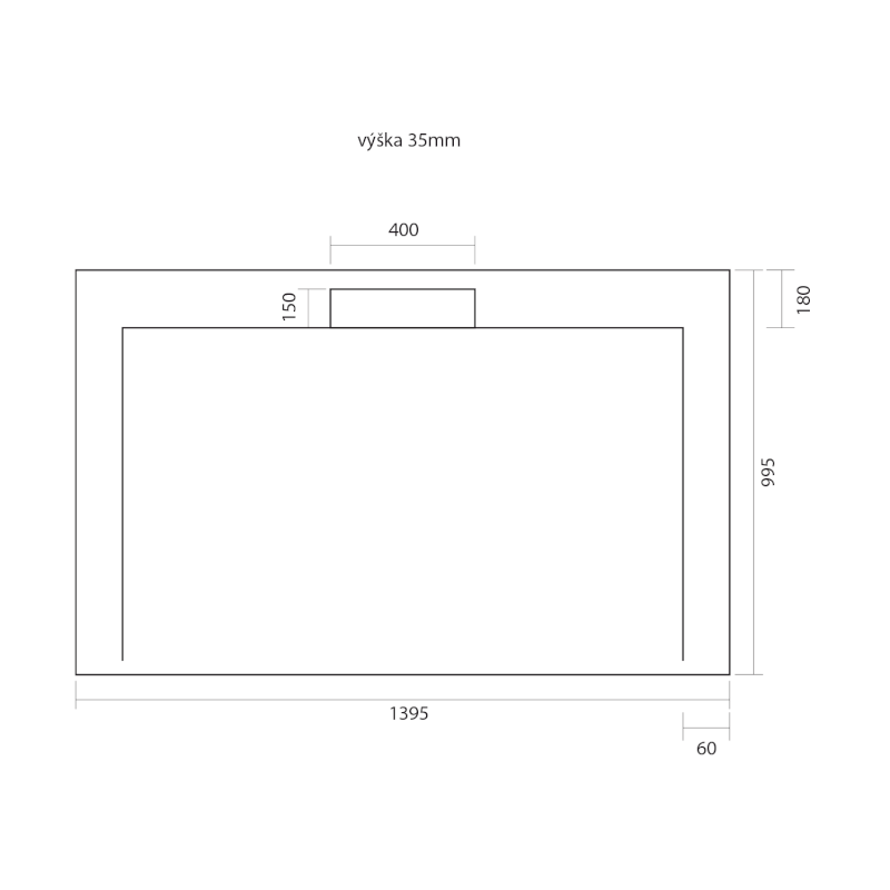 IRENA sprchová vanička z litého mramoru, obdélník 140x100cm, bílá HI140100
