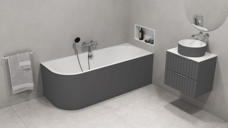 VIVA R MONOLITH asymetrická vana 180x75x60cm, bílá/carina 72129M.41