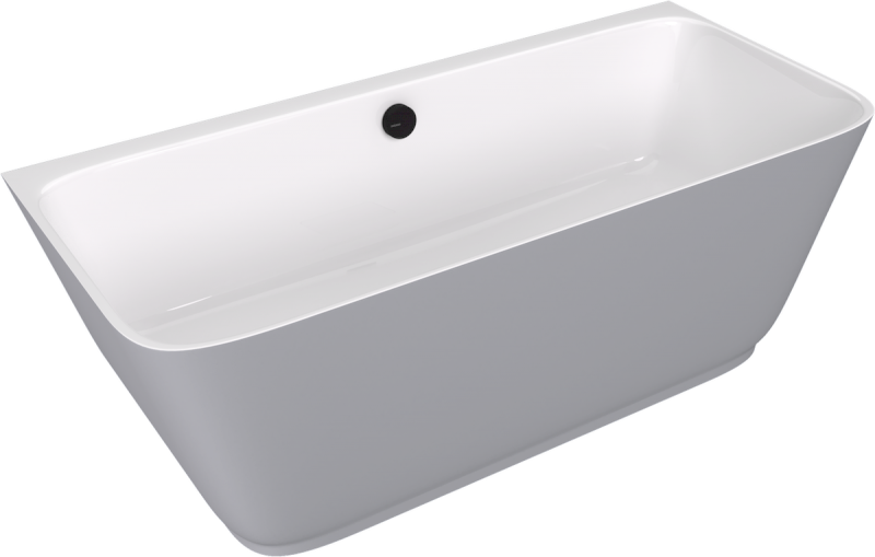 SKYLLA nástěnná stojící vana litý mramor 170x75x60cm, bílá/šedá mat 72430.32