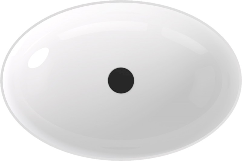 BANERA OVAL umyvadlo na desku, litý mramor, 60x40cm, bílá/antracit mat 14397.52