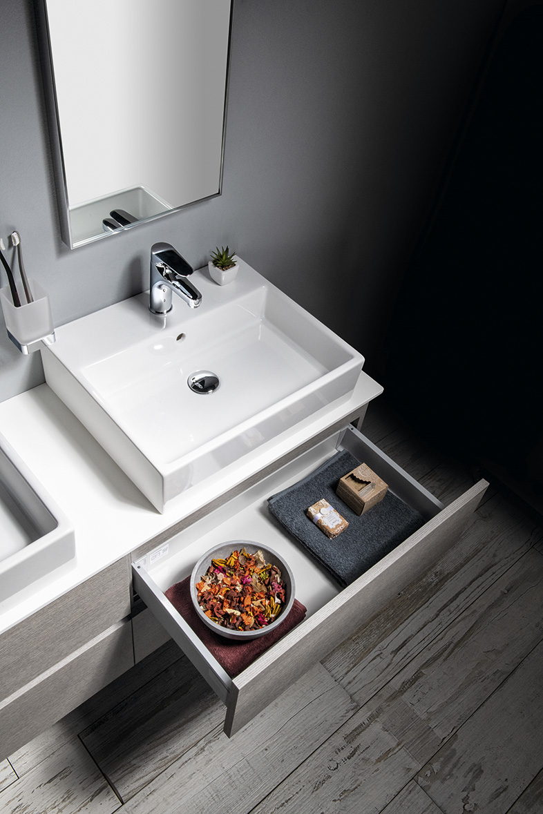 ODETTA umyvadlová skříňka 67x50x43,5cm, dub stříbrný DT070-1111