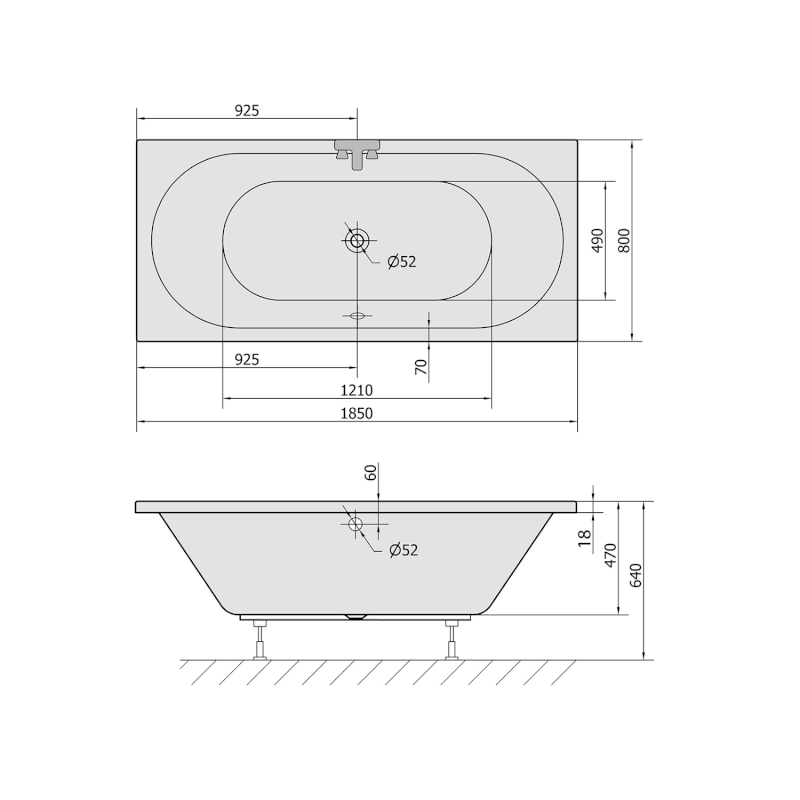 VIVA B SLIM obdélníková vana 185x80x47cm, bílá 71968S