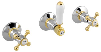 ANTEA podomítková sprchová baterie, 2 výstupy, chrom/zlato SET305-102