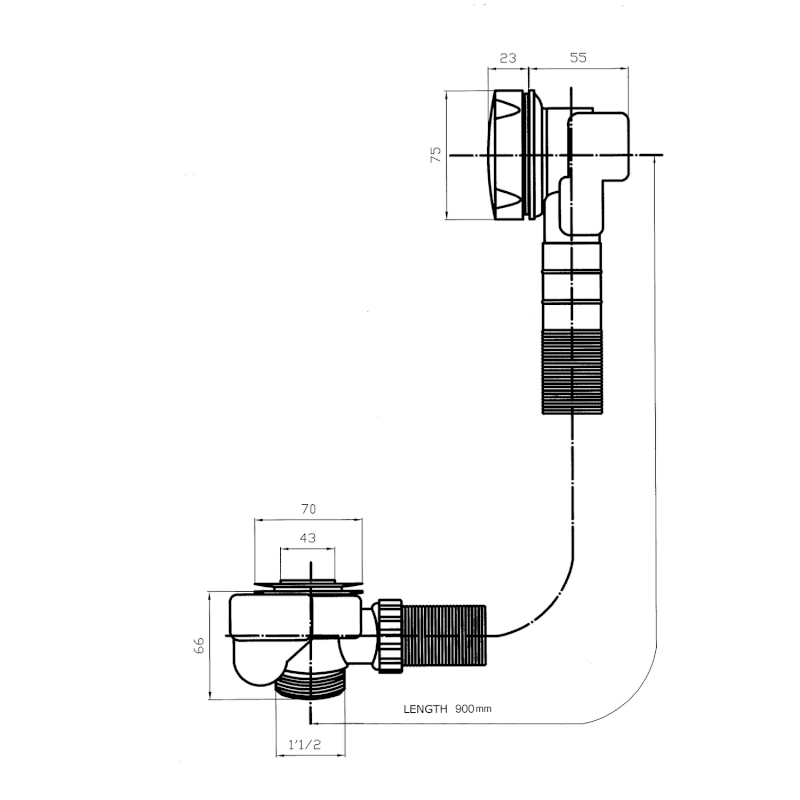SENATOR vanová souprava s bovdenem, délka 900mm, zátka 72mm, nerez mat VR119028