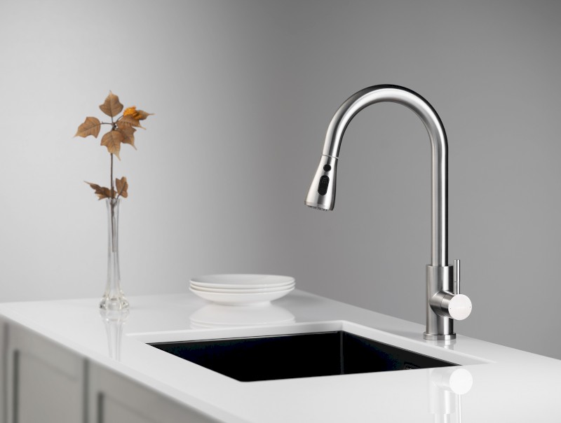 MIKELA stojánková dřezová baterie s výsuvnou sprškou, nikl 1106-30NK