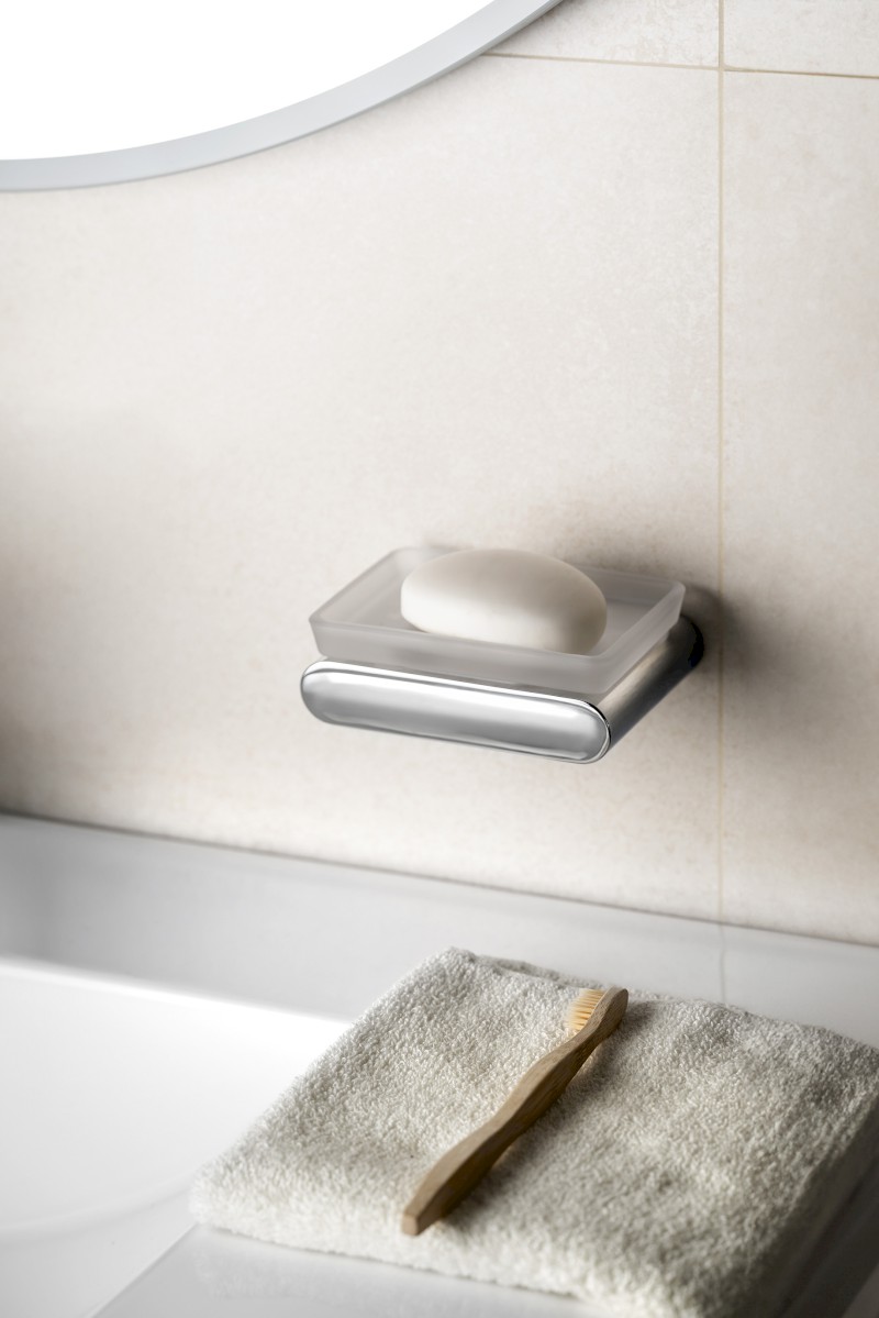 FLORI mýdlenka, mléčné sklo, chrom RF002