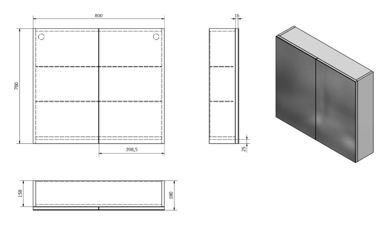VEGA galerka, 80x70x18cm, dub platin VG880