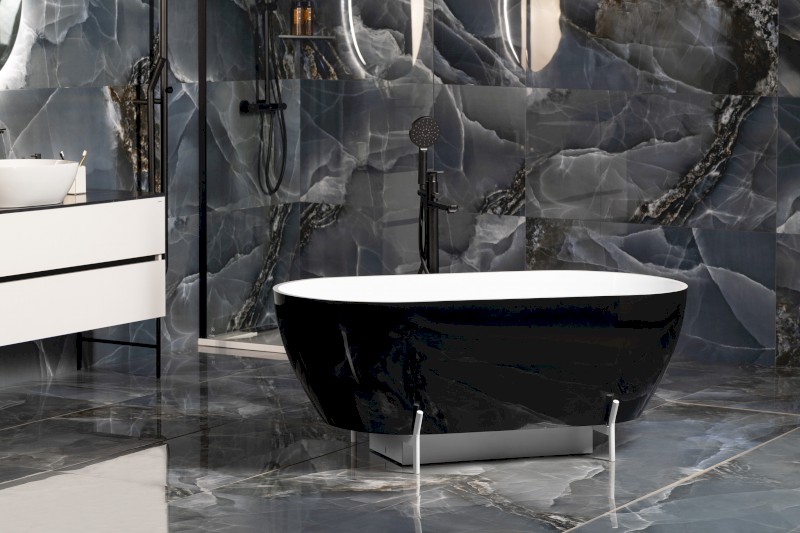 REDUTA volně stojící vana litý mramor 171x81x58cm, černá/bílá 71973