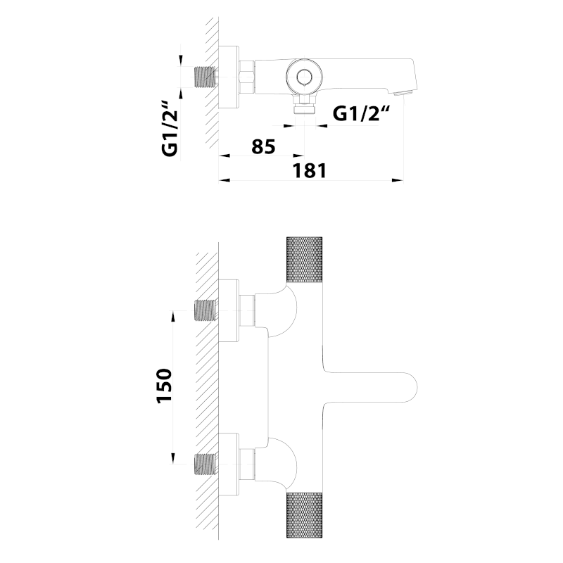 SOLARIS nástěnná vanová termostatická baterie, chrom WD010