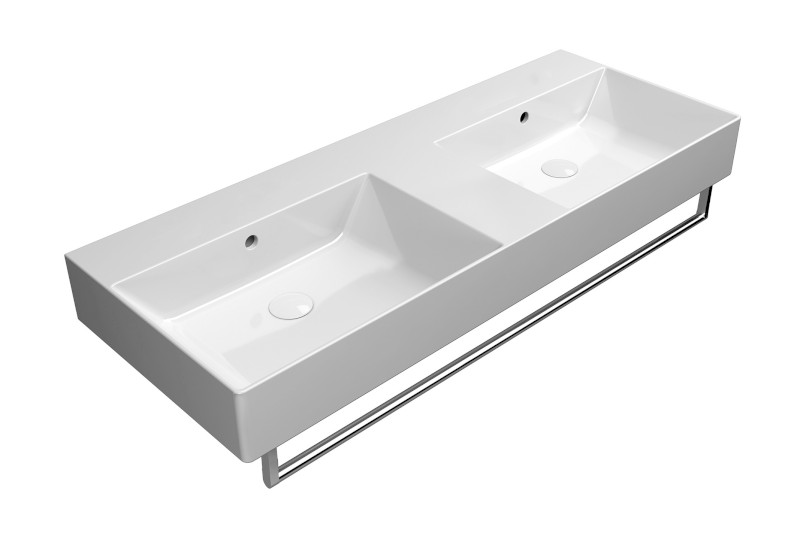 KUBE X keramické dvojumyvadlo 120x47cm, bez otvoru, bílá ExtraGlaze 9425011