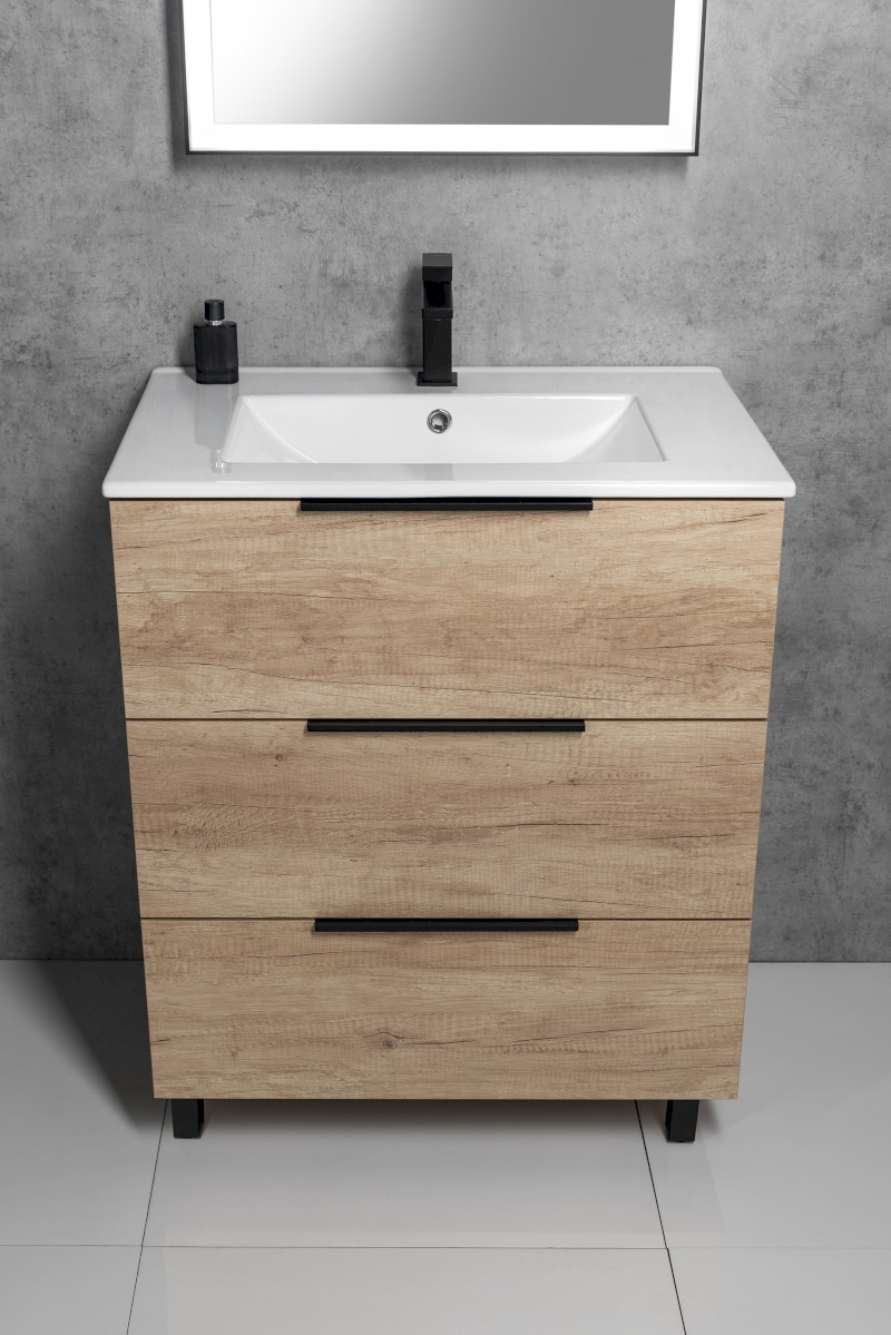 CIRASA umyvadlová skříňka 59,2x75x46cm, 3x zásuvka, bílá lesk CR631-3030