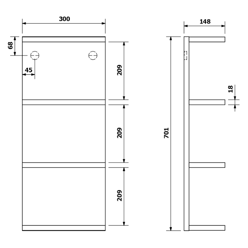 RIWA otevřená police 30x70x15cm, dub alabama RIW300-0022