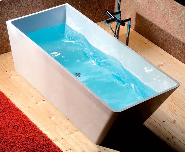 HERHIS volně stojící vana litý mramor 170x72x63cm, bílá 10613