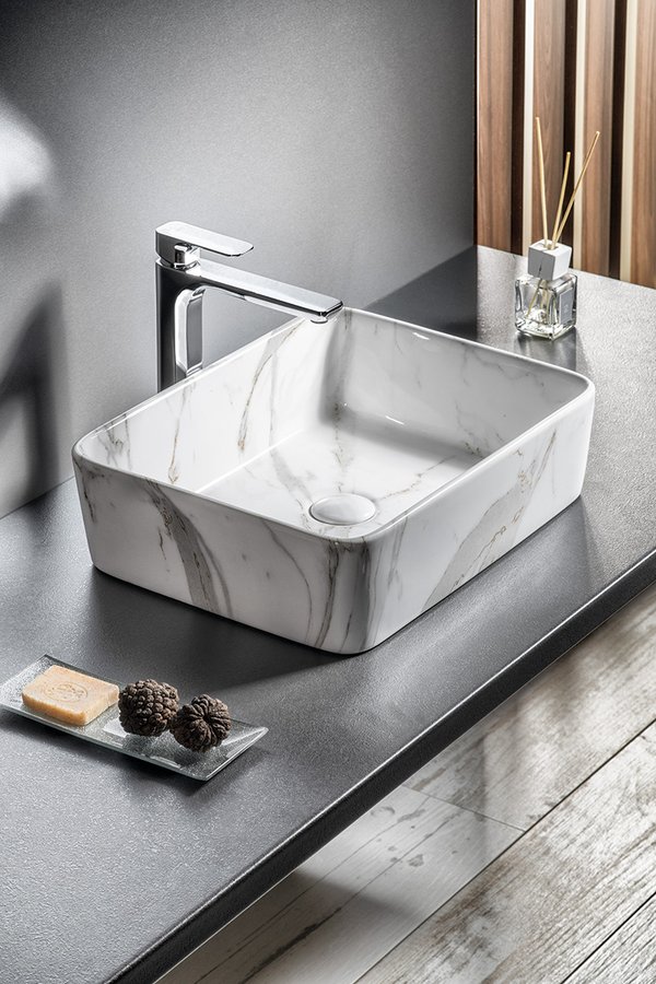 DALMA keramické umyvadlo na desku, 48x38 cm, carrara MM517