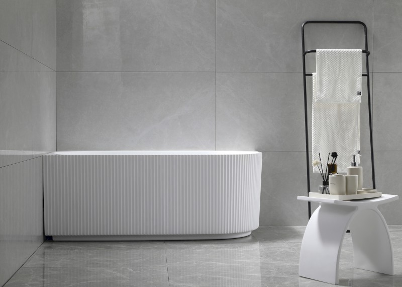 TIBERA STRIP L rohová stojící vana, 170x80cm, bílá E1026G