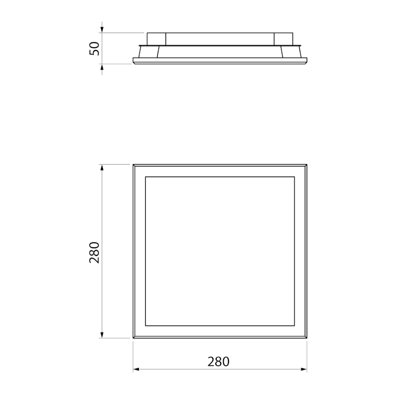 SILVER stropní LED svítidlo 28x28cm, 10W, 230V, 3000K/4000K/6500K, IP44, chrom AU478