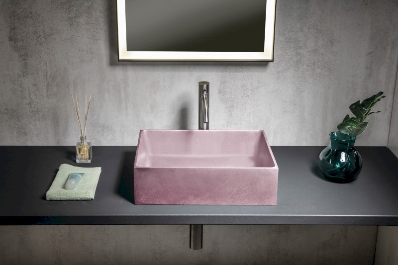 FORMIGO betonové umyvadlo na desku, 47,5x36,5cm, růžová mat FG121