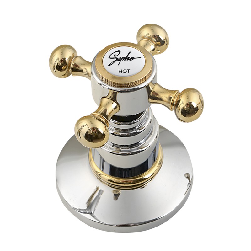 ANTEA pětiprvková baterie na okraj vany s retro hubicí, chrom/zlato 3882