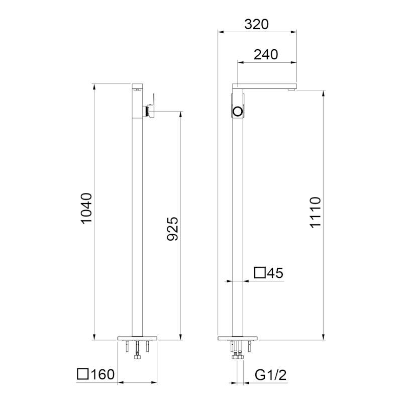 SPECTRE umyvadlová baterie s připojením do podlahy, chrom 1102-75
