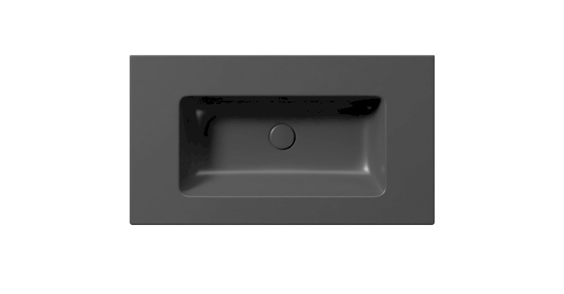 PURA keramické umyvadlo Slim 82x46cm, bez otvoru, černá mat 8885026