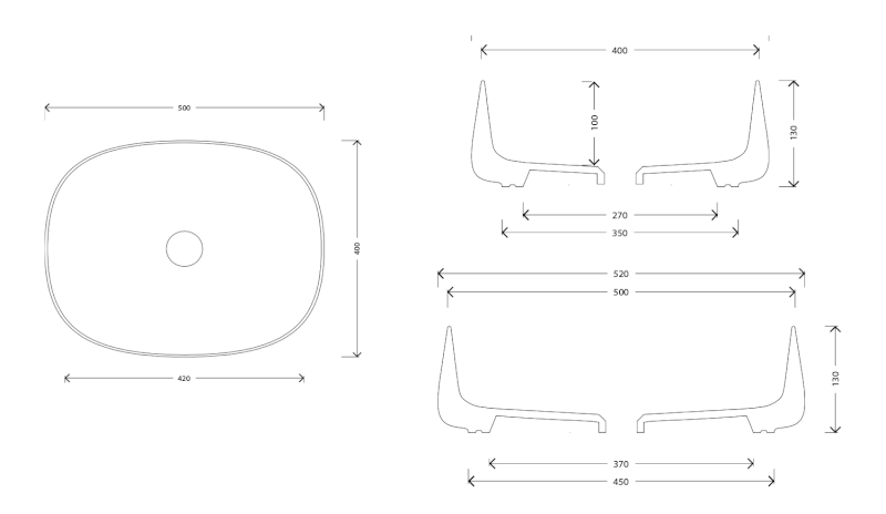 JUMPER keramické umyvadlo na desku, 50x40cm, bílá WH071