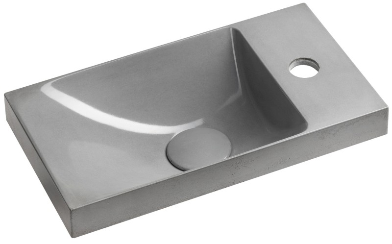 AGOS betonové umývátko 40x22cm, levé/pravé, šedá pololesk AS40017