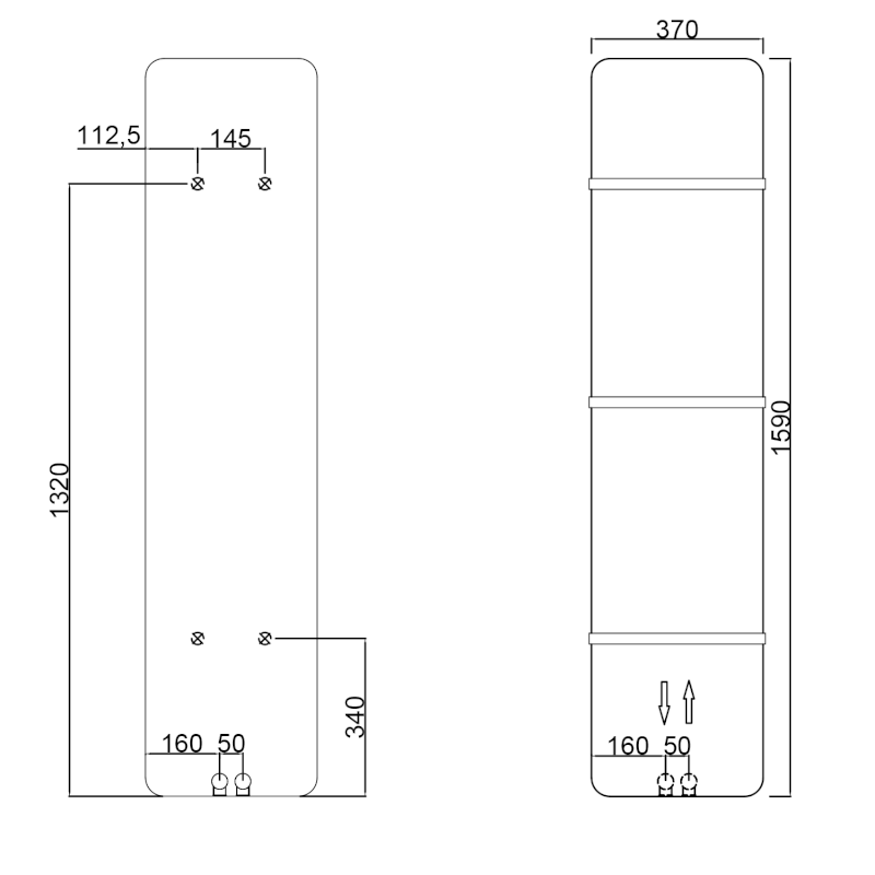 TABELLA otopné těleso 370x1590 mm, bílá mat MI1537