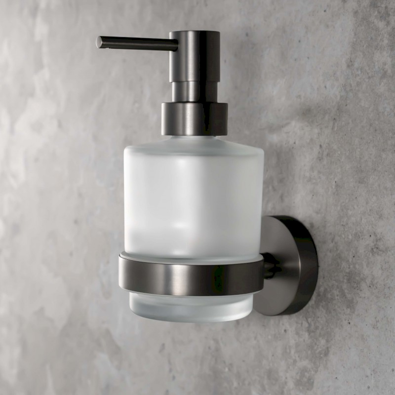 X-ROUND GUN METAL dávkovač mýdla 200ml, mléčné sklo, gun metal XR103GM