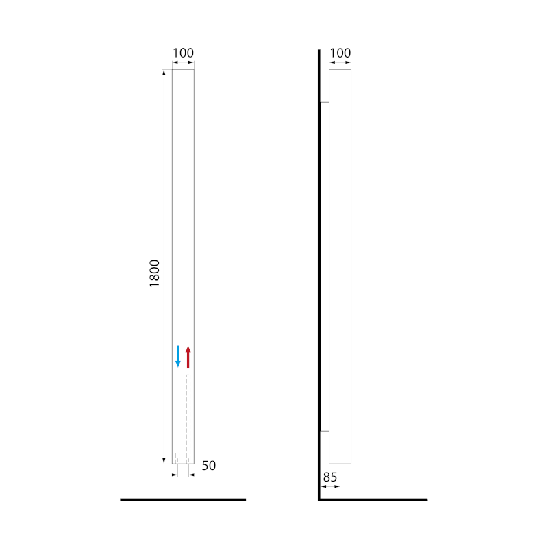CUBIQ otopné těleso 100x1800mm, bílá mat LQ284