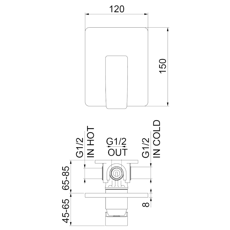 TURSI podomítková sprchová baterie, 1 výstup, chrom TI041