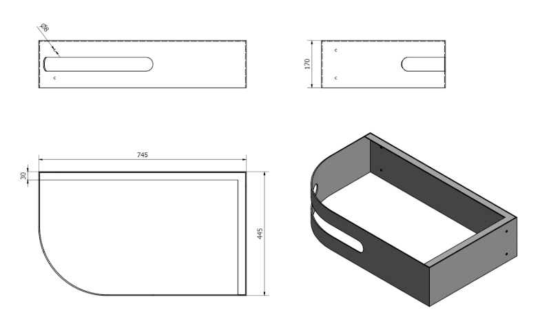 PULSE konzole s držákem ručníků, pravá, černá mat BM658-CP