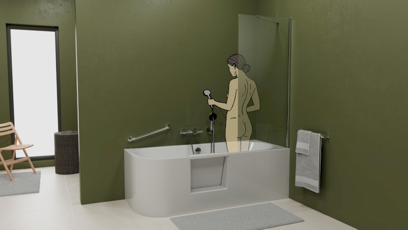 PORTAS R asymetrická vana s dvířky, 180x75x60cm, bílá 75561