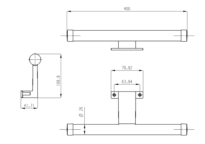 KRONAS LED svítidlo, 6W, 230V, 400x40x100mm, IP44, plast, chrom KA400